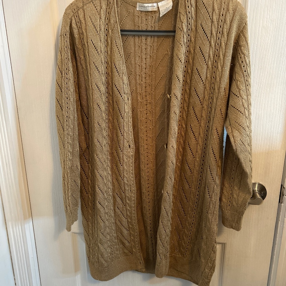 Vintage Cottagecore Fine Knit Gold Cardigan